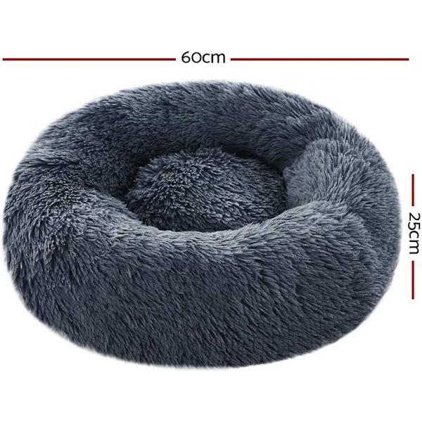 60cm Pet Bed Dog Cat Calming Bed Small Dark Grey Sleeping Comfy Cave Washable