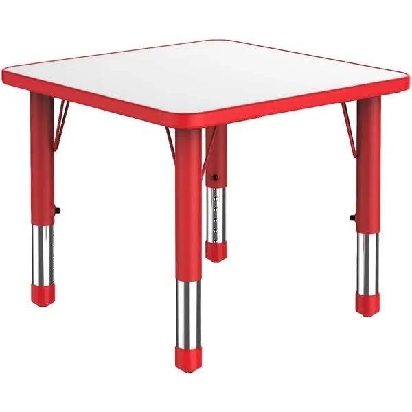 Kids Height Adjustable Craft Table - Square White and Red / New