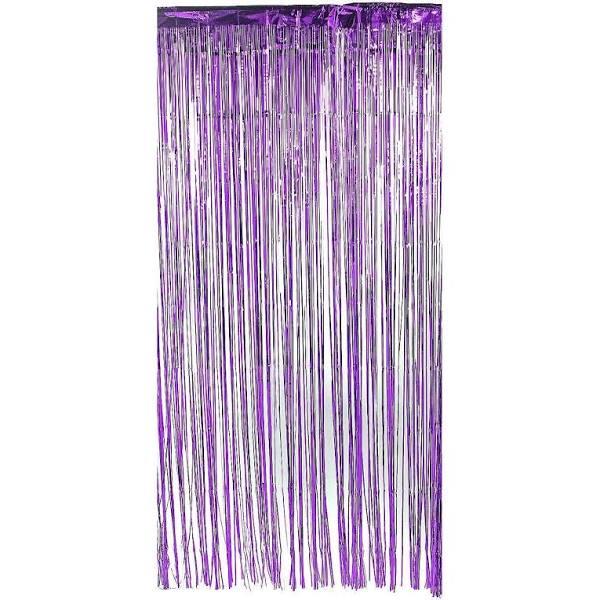 Deluxe Metallic Tinsel Door Curtain 200cm x 100cm Room Decoration Party Shiny - Purple