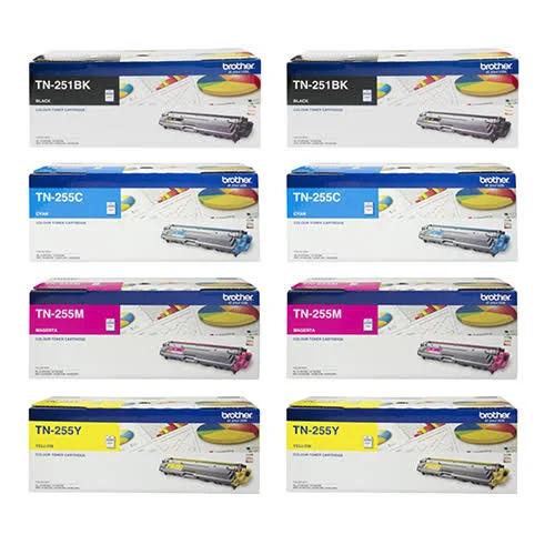 8 Pack Brother MFC9340CDW Toner Cartridge (Genuine) [2BK,2C,2M,2Y] - TN-251BK TN-255C TN-255M TN-255Y