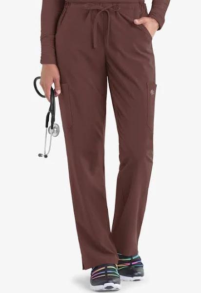 Easy Stretch Eden Women's 4-Pocket Drawstring Scrub Pants - Petite in Nutshell | Size XS Polyester/spandex