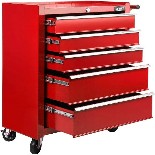 Giantz 5 Drawer Mechanic Tool Box Storage Trolley - Red