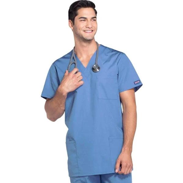 Cherokee Workwear 4876 Scrubs Top Unisex V-Neck Ceil Blue