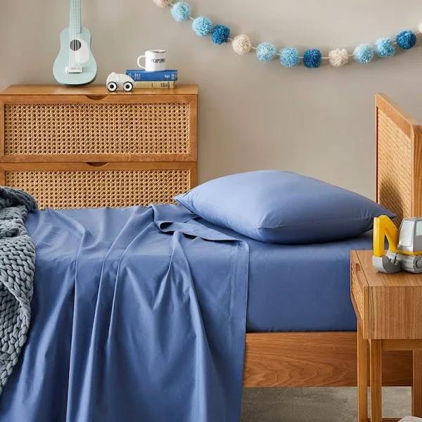 Adairs Kids Dreamy Cotton Midnight Blue Sheet Set - King Single