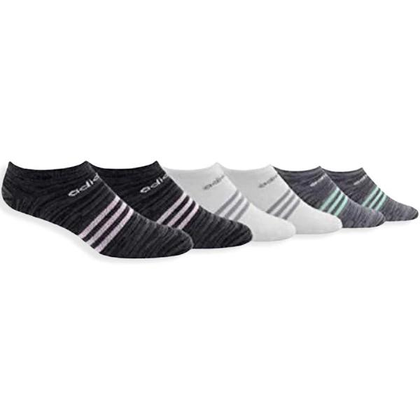 Adidas Women's Superlite No Show Socks 6 Pack, Shoe Size 5-10 - Black/White/Grey