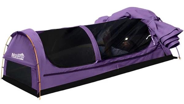 Mountview - Swag Camping Swags Canvas Dome Tent Hiking Mattress - Purple - Double