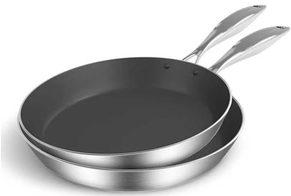 SOGA Stainless Steel Fry Pan 20cm 36cm Frying Pan Induction Non Stick Interior