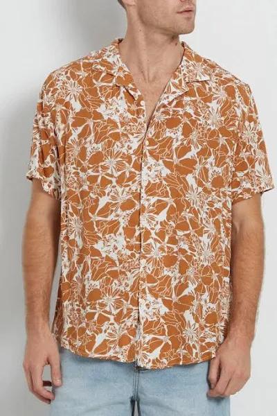 Am Supply - Men's Shirts - Print Short Sleeve Shirt Resort Collar Relaxed Fit - Size One Size, M at The Iconic