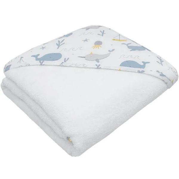 Living Textiles Muslin Hooded Towel (Whale of A Time)