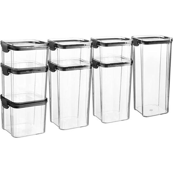 Black 8pc Plastic Food Storage Containers Set - by Argon Tableware