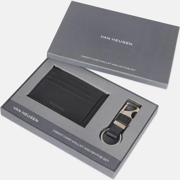 Van Heusen Credit Card Holder with Keyring Gift Pack in Black