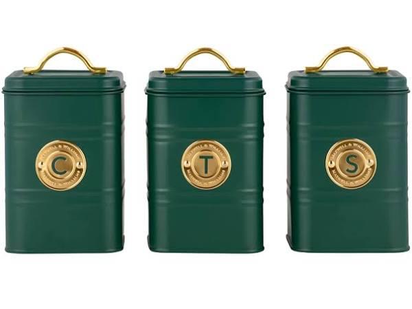 Maxwell & Williams Grantham Canister Set of 3 Gift Boxed in Green