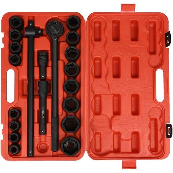 Advwin 21pcs 3/4" Drive Deep Impact Sockets Tools Set Kit Ratchets 19-50mm