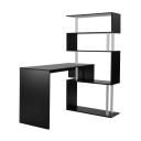 L-shaped Rotating Home Office Desk Corner PC Computer Table w/ Hutch 4 Tier Bookshelf Storage Black