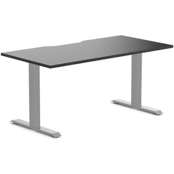 Desky Zero Scalloped Melamine Office Desk - Black / 1500x750mm / Grey