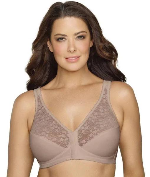 Exquisite Form Front Close Wireless Lace Posture Bra - Walnut - 24DD