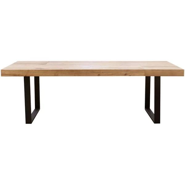 Ethan Dining Table 240cm Veneer Solid Oak Top Metal Leg - Natural