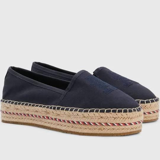 David Jones Tommy Hilfiger Women's Th Embroidered Flatform Shoe in Space Blue, Size 39 EU