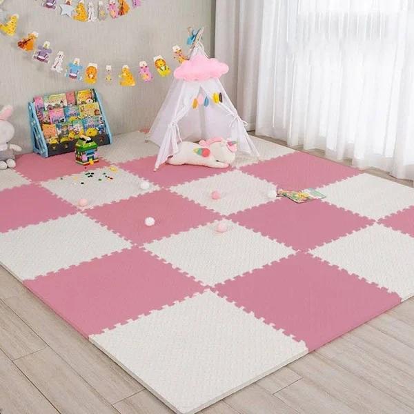 Kidst Pink Collection Interlocking Baby Foam Play Mats For Nurseries & playrooms