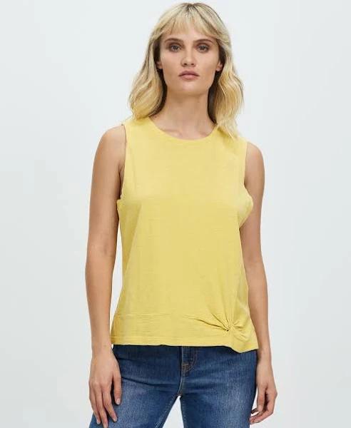 Foxwood Women's Knot Front Crop Tank - Mustard Size 8