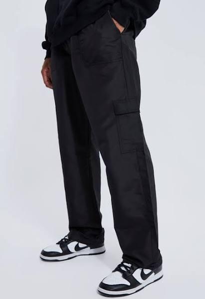 Mens Black Elastic Waist Relaxed Fit Shell Cargo Trouser