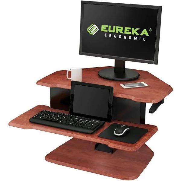 Eureka Ergonomic 28-Inch Height Adjustable Gaming Sit Stand Desk - Cherry