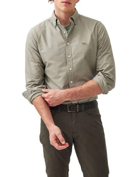 Rodd & Gunn Oxford Long Sleeve Sports Fit Shirt in Sage Green M