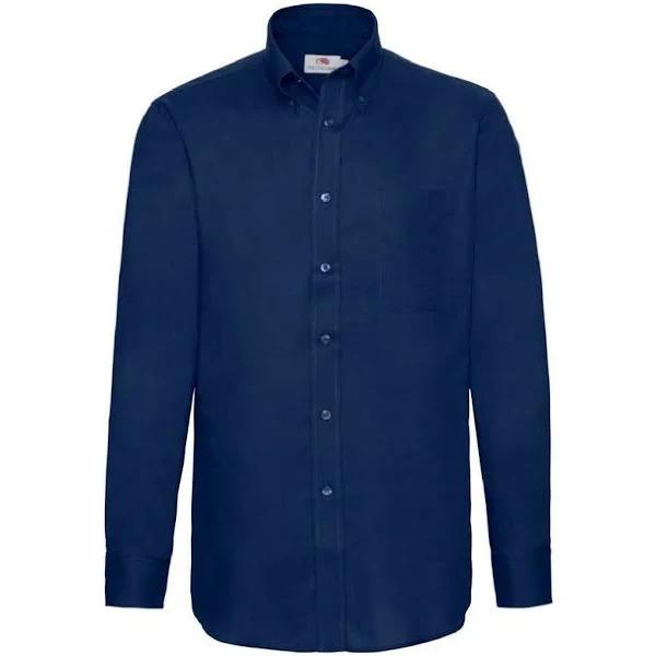 Fruit of The Loom Mens Long Sleeve Oxford Shirt Navy S