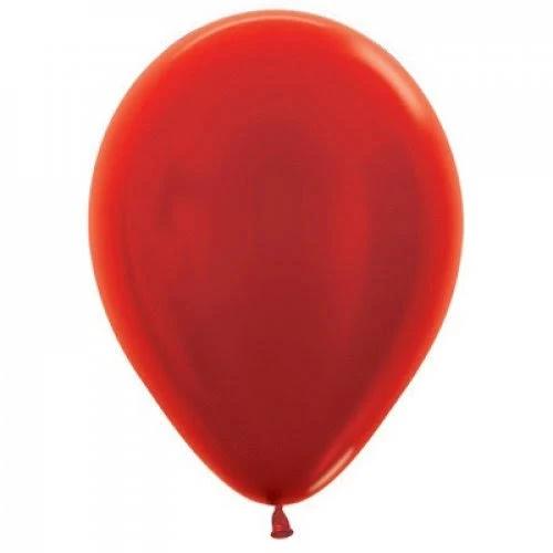 Metallic Red 12cm Sempertex Balloons Bag 100