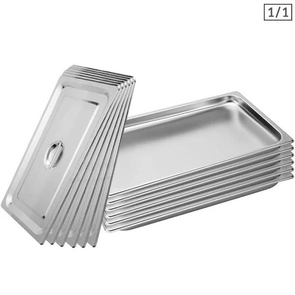 SOGA 6x Gastronorm GN Pan Full Size 1/1 GN Pan 2cm Deep Stainless Steel Tray With Lid