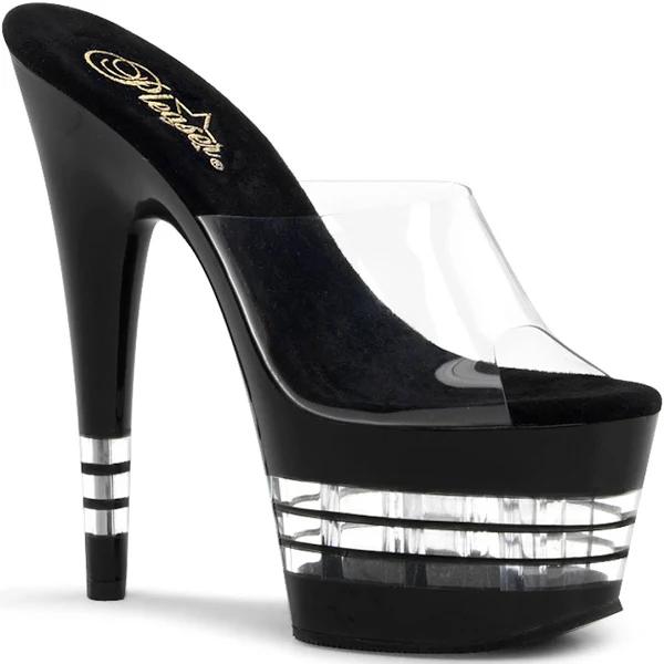 Pleaser ADORE-701LN Clear/Black Slide Size 10