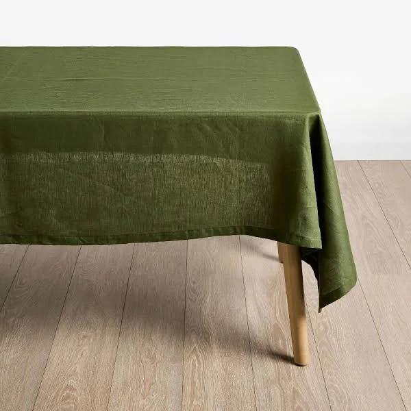 Nimes Moss Linen Square Tablecloth by Linen House