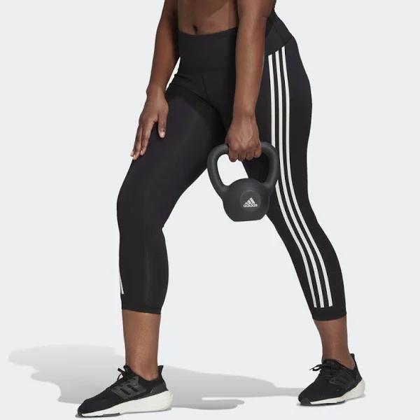 Adidas Optime Trainicons 3-Stripes 7/8 Leggings (Plus Size) Black / White 3x - Women Training Tights