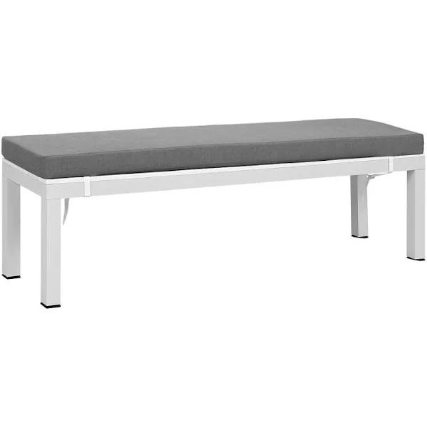 Manly White Aluminium Outdoor Polywood Top Bench with Grey Cushion (Set of Two)