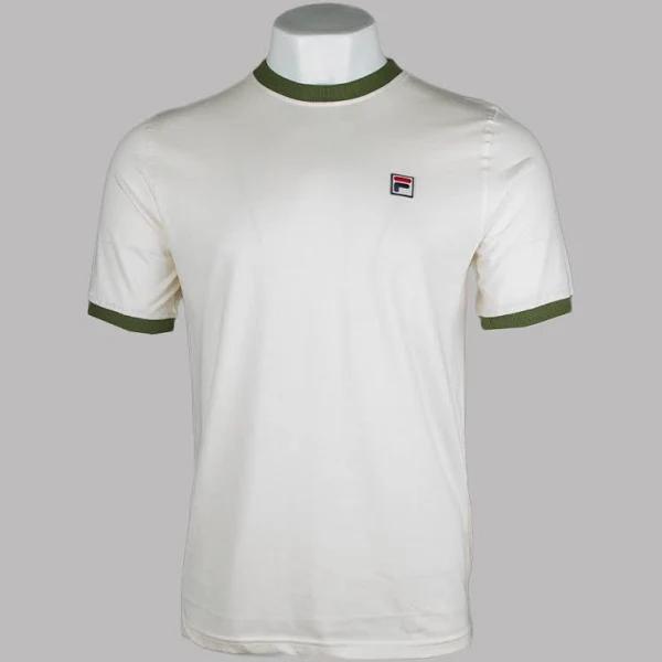 Mens Fila Cream Marconi Ringer 100% Cotton T Shirt