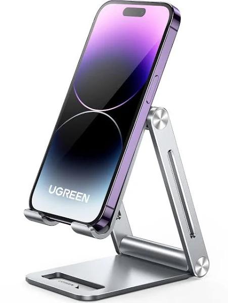 UGREEN Cell Phone Stand Adjustable Aluminum Mobile Phone Holder For Desk Compatible with iPhone 15 Pro Max 14 13 12 11 x 8 Plus 6 7 6S, Samsung