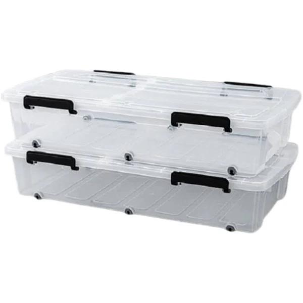 5 x Heavy Duty Underbed Plastic Storage Box 52L | Home Storage Bin Tubs Boxes