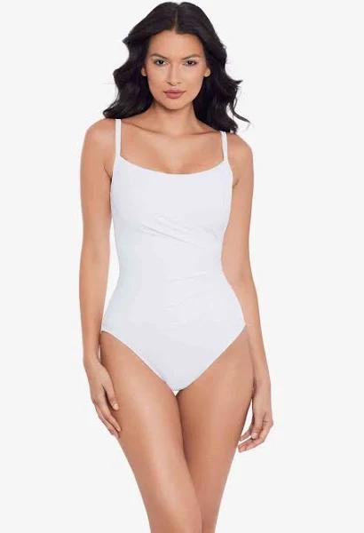 Miraclesuit Women's Rock Solid Starr One Piece Swimsuit in White, Size 12, Nylon/Spandex/Lycra