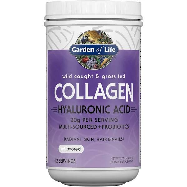 Garden of Life, Wild Caught & Grass Fed Collagen, Hyaluronic Acid, Unflavored, 9.52 oz (270 g)