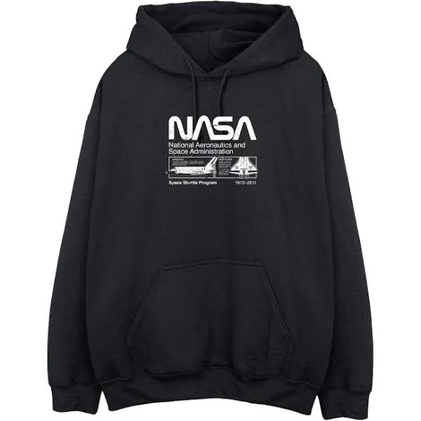 NASA Mens Space Shuttle Hoodie Black L Cotton Polyester Mens Hoodie