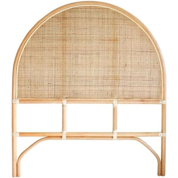 Lennox Rounded Rattan Bedhead King Single Size Natural