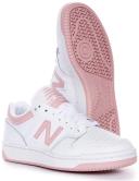 New Balance 480 White/Pink Trainers - US 7.5