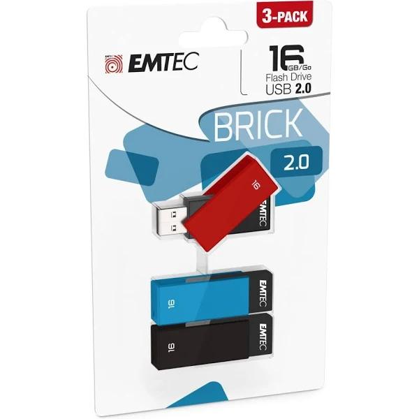 Emtec Brick 3-Pack 16GB USB 2.0 Flash Drive