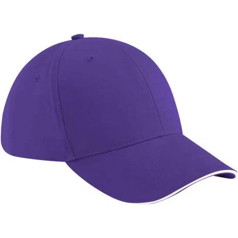 Beechfield Adults Unisex Athleisure Cotton Baseball Cap (Pack of 2) Purple/White One Size Cotton Baseball Cap