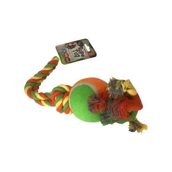 Bow Wow Knot Rope Tug with Tennis Ball Toy