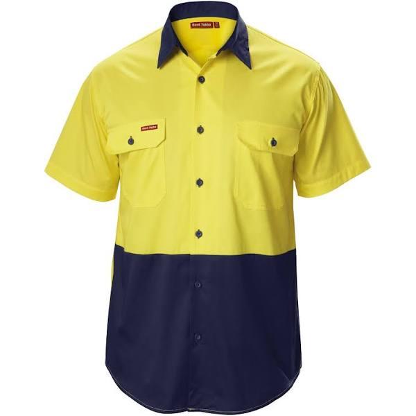 Hard Yakka Koolgear Short Sleeve Shirt - XL Yellow / Navy