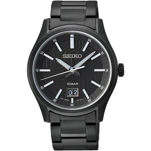 Seiko Big Date Quartz Black Dial Men's Watch SUR515P1