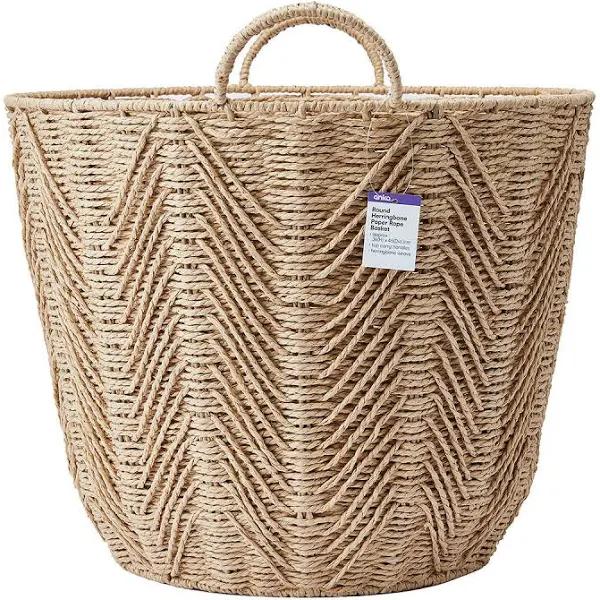 Kmart Round Herringbone Paper Rope Basket in Natural