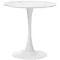 Oikiture 90cm Dining Table Kitchen Marble Tulip Round Metal Leg White