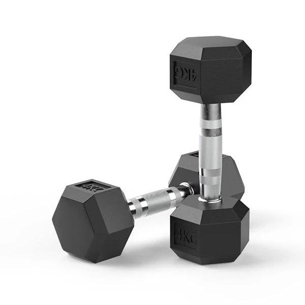 4kg Reeplex Rubber Hex Dumbbell Pair